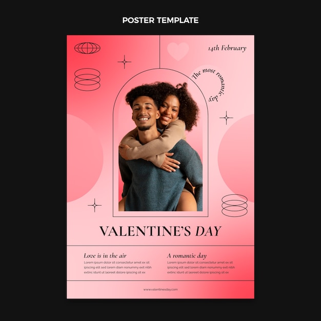 Vecteur modèle d'affiche verticale de la saint-valentin dégradé