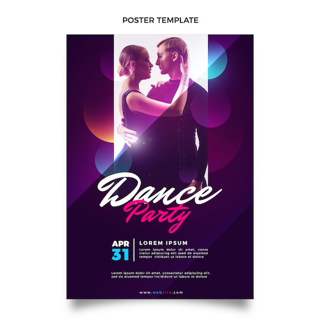 Vecteur modèle d'affiche verticale de soirée de danse latine dégradée