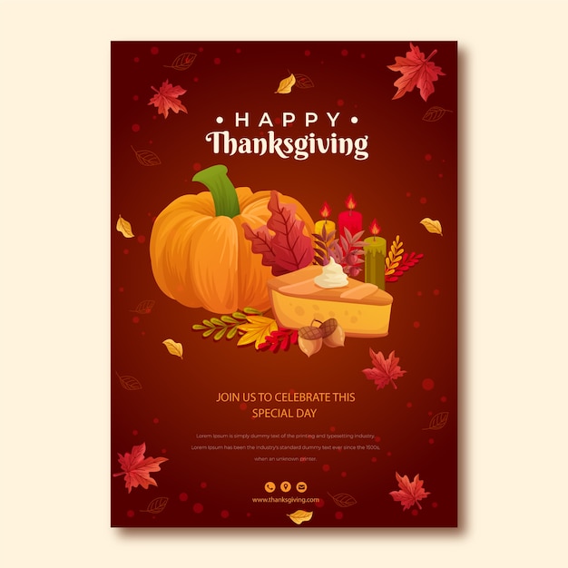 Modèle D'affiche Verticale De Thanksgiving Dessiné à La Main