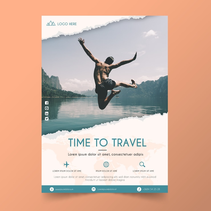 Vecteur modèle d'affiche de voyage avec photo