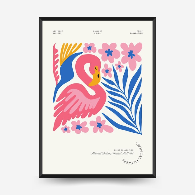 Vecteur modèle d'affiches florales abstraites style minimaliste matisse moderne à la mode jungle tropicale