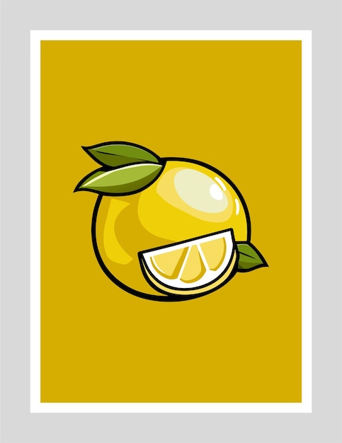 Modèle D'affiches De Fruits De Citron Abstrait Style Minimal Tendance Moderne