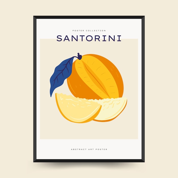 Modèle D'affiches De Fruits Tropicaux Abstraits Style Minimaliste Moderne à La Mode