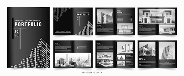modèle d'album photo de portefeuille d'architecture ou d'intérieur ou d'immobilier