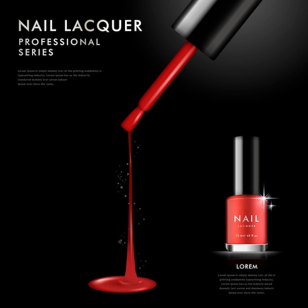 Modèle d'annonce de vernis à ongles rouge élégant