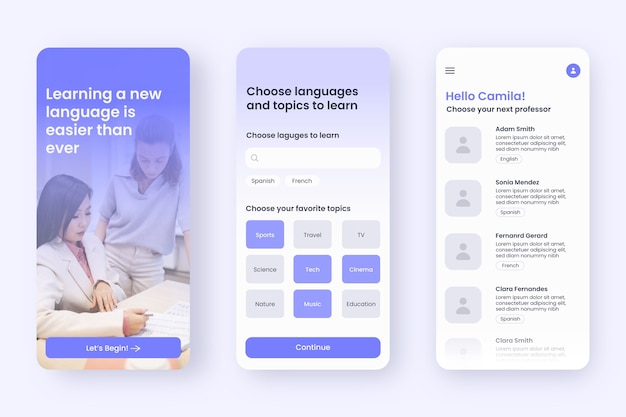 Modèle d'application d'apprentissage en ligne à conception plate