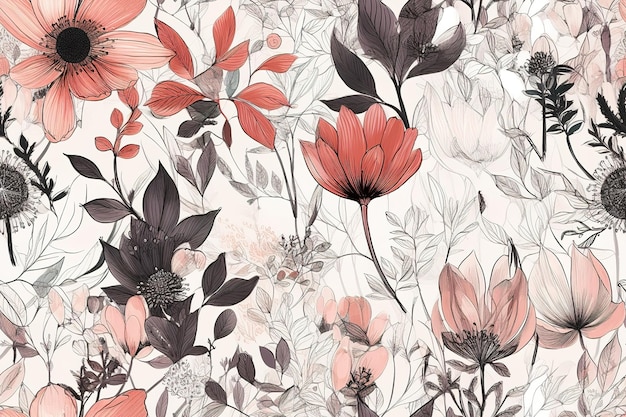 Modèle aquarelle vecteur art peinture illustration fleur motif textile ornemental orné