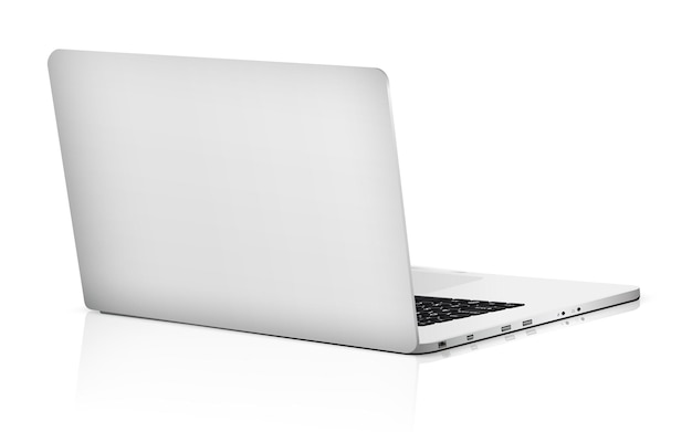 Modèle de l'arrière de l'ordinateur portable isolé sur fond blanc