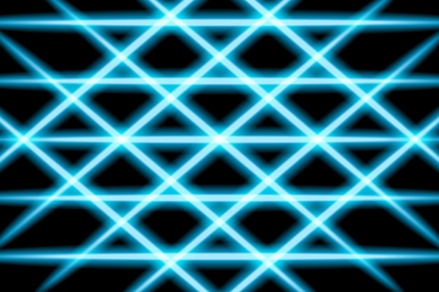 Modèle d'arrière-plan abstrait de ligne de lumières rougeoyantes bleu néon maillé. Vecteur
