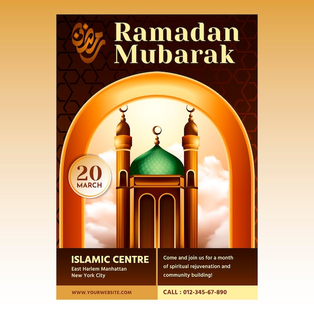 Vecteur modèle et arrière-plan de conception de flyer ramadan mubarak
