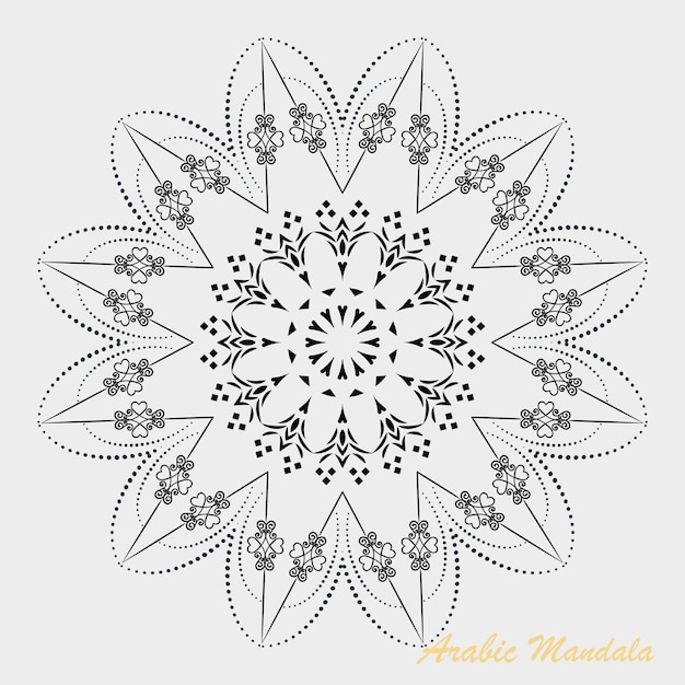 Modèle D'arrière-plan De Mandala Arabe Floral Blanc Noir Créatif Vectoriel