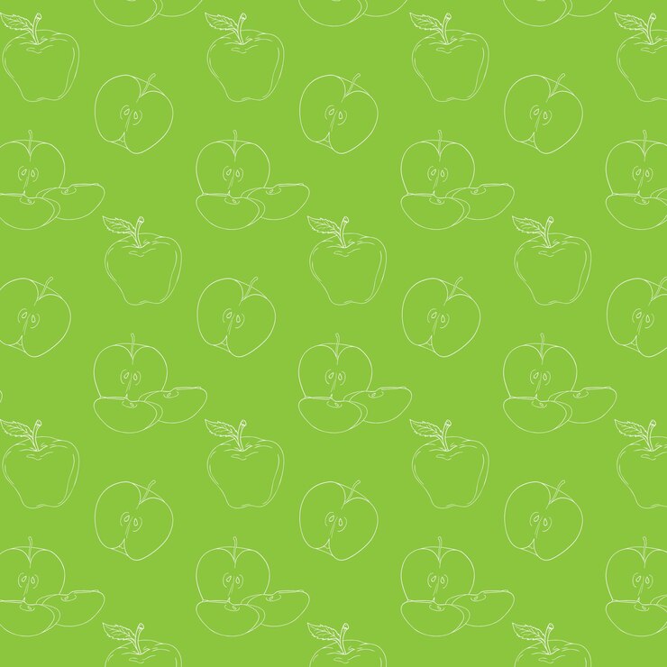 Vecteur modèle d'art en ligne de pomme sur fond vert