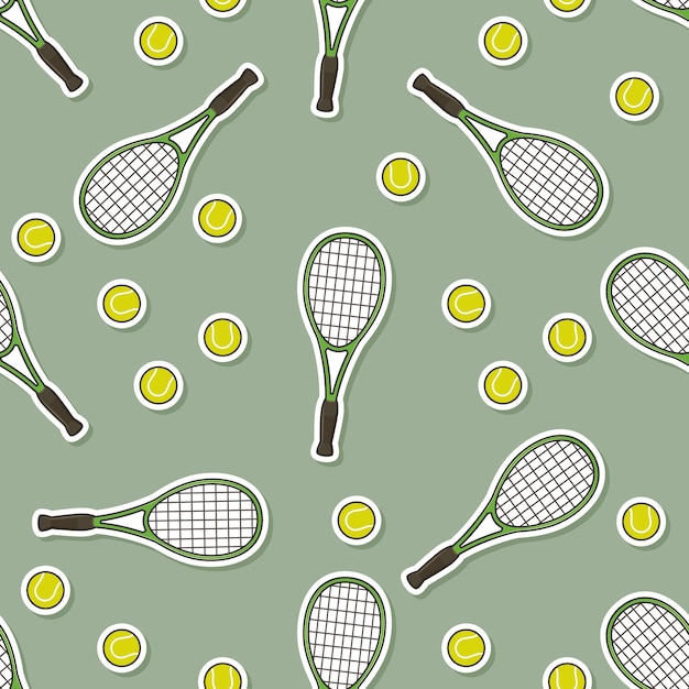 Vecteur modèle d'autocollant de dessin animé de tennis sans soudure