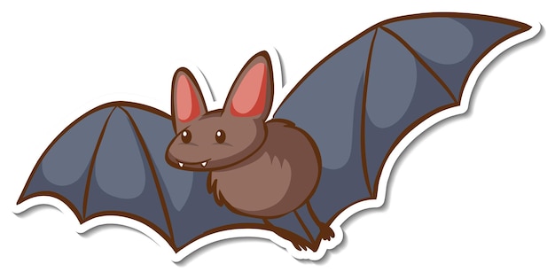 Un Modèle D'autocollant Avec Un Personnage De Dessin Animé De Chauve-souris Isolé