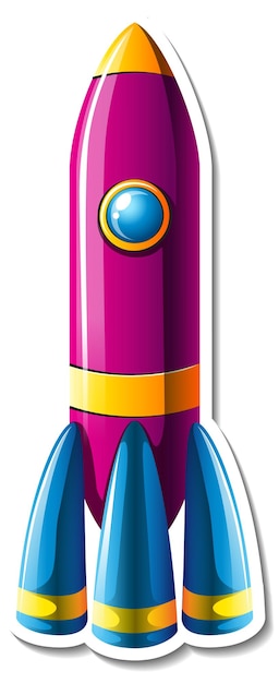 Un modèle d'autocollant avec Rocket Ship Cartoon isolé