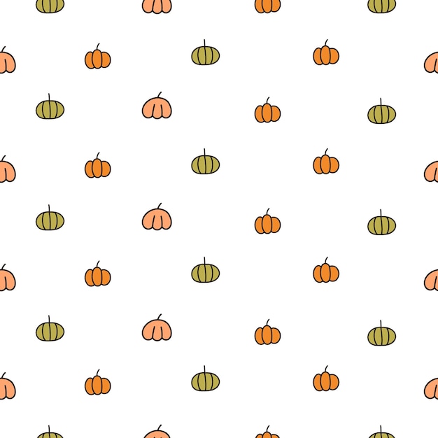 Modèle D'automne Sans Couture Avec Des Citrouilles Style Simple Modèle Limité De Vecteur De Palette Sur Fond Blanc Parfait Pour L'impression D'affiches D'invitations De Tissu