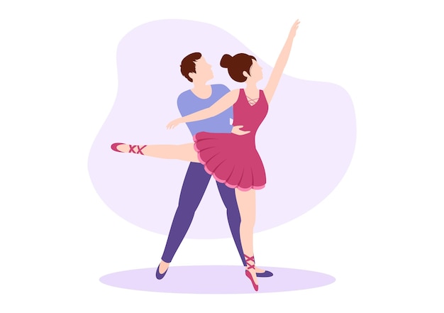 Modèle Ballerine Illustration Plate Bande Dessinée Dessinée Main Danse Féminine