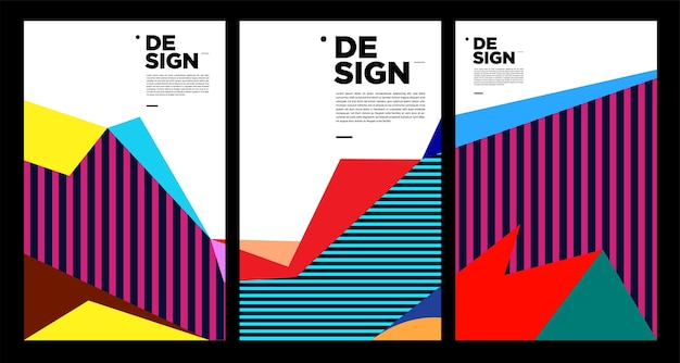 Modèle de bannière abstrait coloré avec texte factice pour la page de destination de la conception Web, histoire des médias sociaux et matériel d'impression