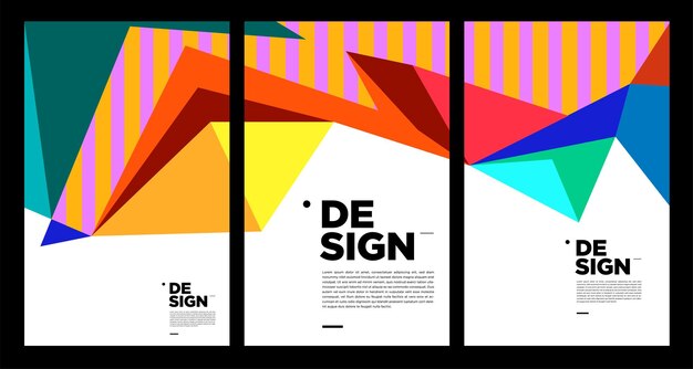 Modèle de bannière abstrait coloré avec texte factice pour la page de destination de la conception Web, histoire des médias sociaux et matériel d'impression