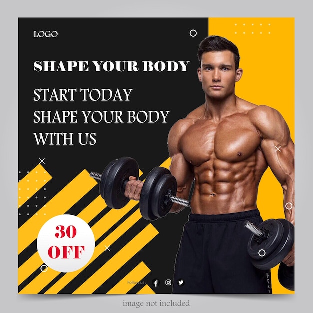 modèle de bannière d'affiche de remise en forme de gym conception simple pour les médias sociaux