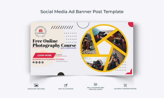 Modèle de bannière d'annonce photographique Facebook