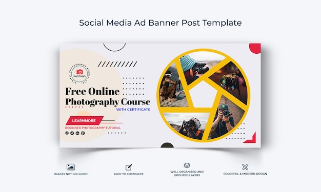 Modèle de bannière d'annonce photographique Facebook