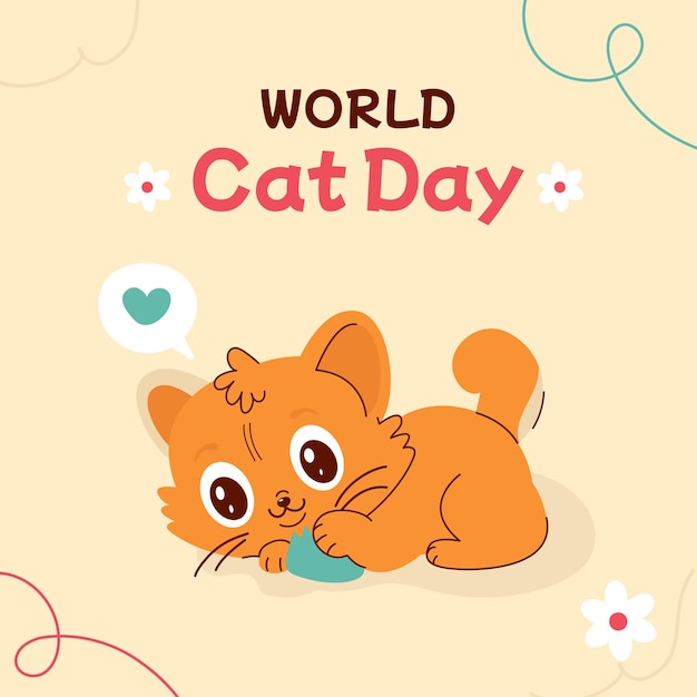Modèle de bannière d'arrière-plan pour la journée internationale du chat