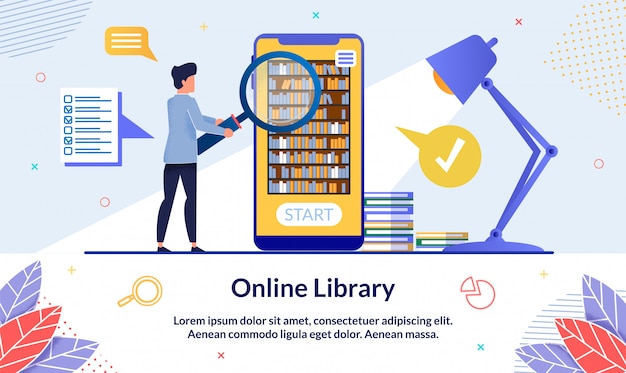 Modèle de bannière Bibliothèque en ligne