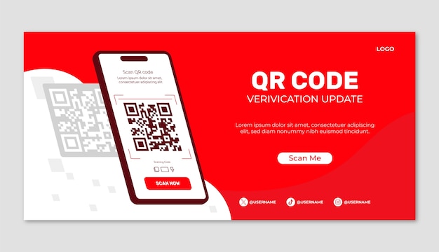 Modèle de bannière à code QR à balayage plat