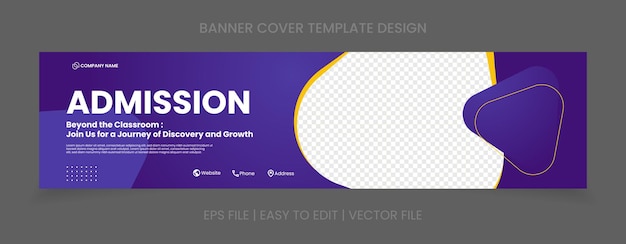 Vecteur modèle de bannière de couverture d'admission avec espace d'image