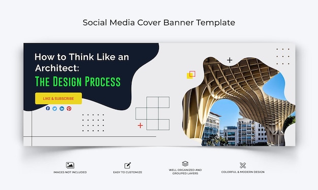 Modèle De Bannière De Couverture Facebook Architecture Médias Sociaux Vecteur Premium