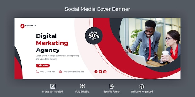 Modèle de bannière de couverture facebook de médias sociaux d'entreprise créative