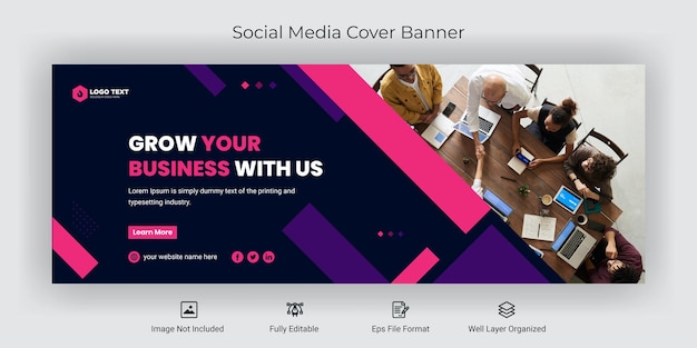Modèle de bannière de couverture facebook de médias sociaux d'entreprise créative