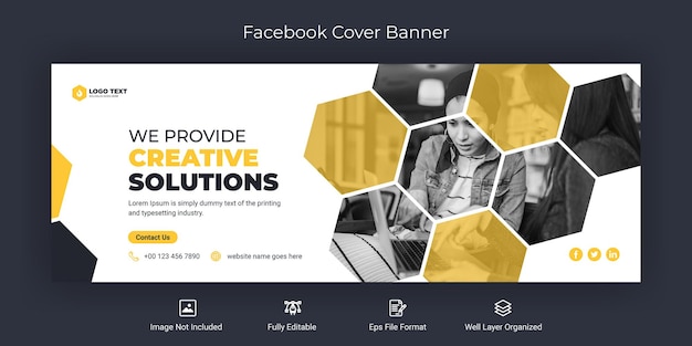 Modèle de bannière de couverture facebook de médias sociaux d'entreprise