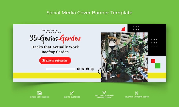 Modèle De Bannière De Couverture Facebook De Médias Sociaux De Jardinage à La Maison Vecteur Premium