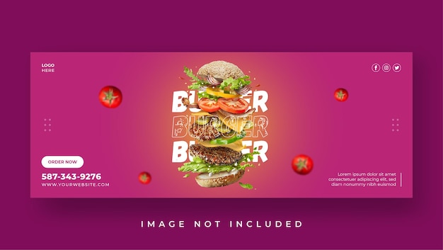 Modèle De Bannière De Couverture Facebook De Médias Sociaux De Promotion De Menu De Nourriture Burger