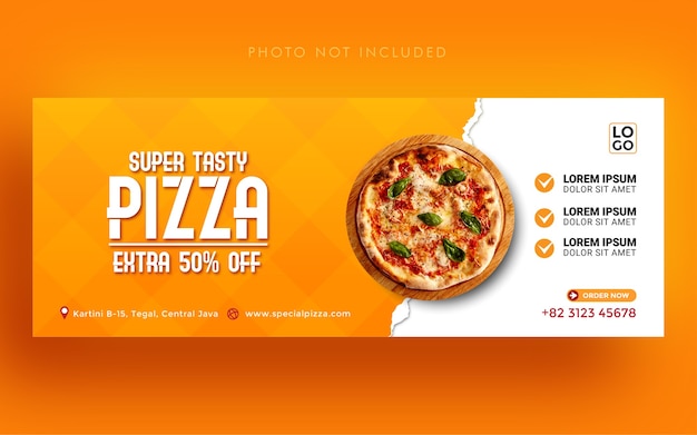 Modèle de bannière de couverture facebook de médias sociaux de promotion de pizza super savoureuse