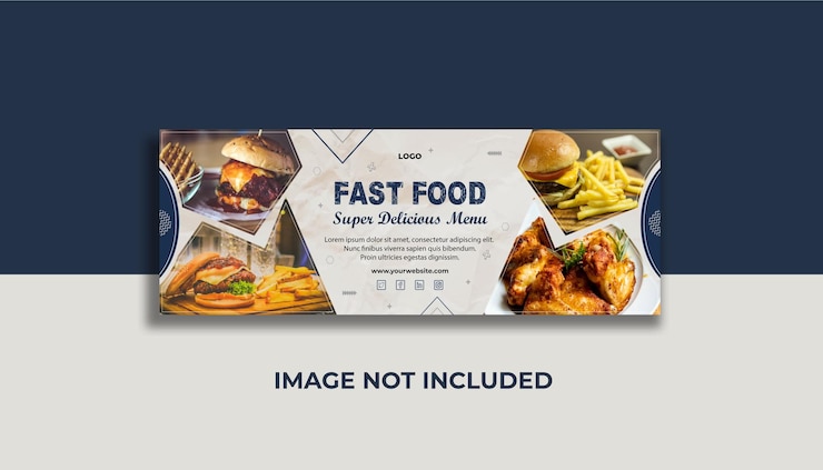 Vecteur modèle de bannière de couverture facebook de menu de restauration rapide super spécial délicieux
