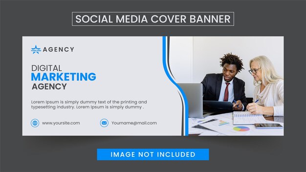 Modèle de bannière de couverture de médias sociaux d'agence de marketing numérique professionnelle