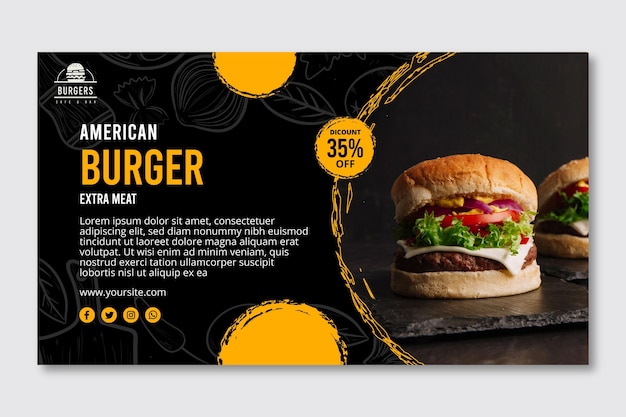Modèle de bannière de cuisine américaine
