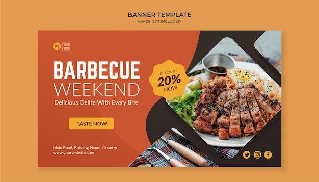 Modèle de bannière de cuisine de week-end barbecue
