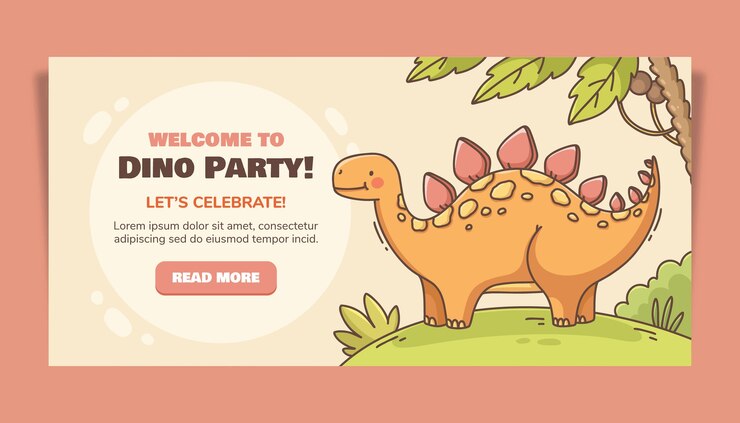 Modèle de bannière de dinos dessiné à la main