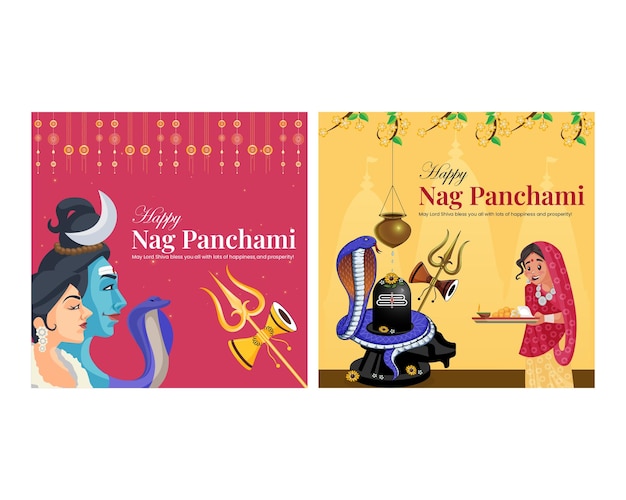 Modèle De Bannière Du Festival Indien Happy Nag Panchami
