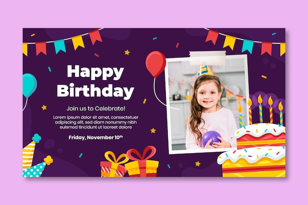 Modèle de bannière de fête d'anniversaire
