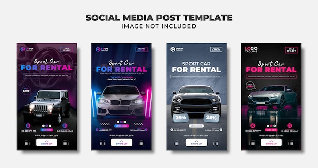 Modèle de bannière et de flyer d'histoire Instagram de médias sociaux de location de voiture
