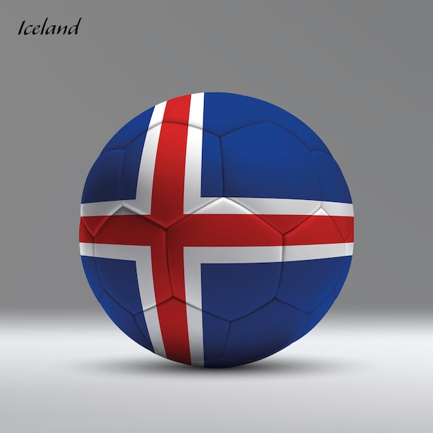 modèle de bannière de football 3d réaliste avec le drapeau de l'Islande sur le fond du studio