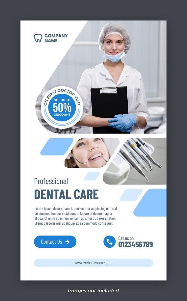 Modèle de bannière d'histoire instagram de services de soins dentaires