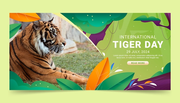Modèle de bannière horizontale pour la sensibilisation à la journée internationale du tigre