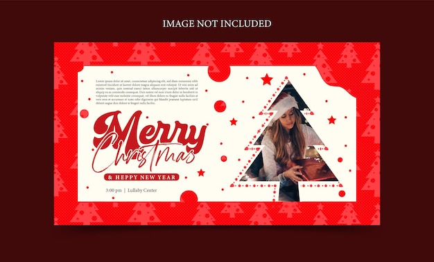 modèle de bannière horizontale Vector Festive Premium Red Merry Christmas