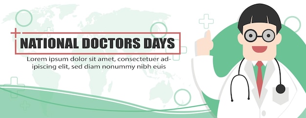 Vecteur modèle de bannière journée nationale des médecins illustration vectorielle dans un style plat sur fond blanc